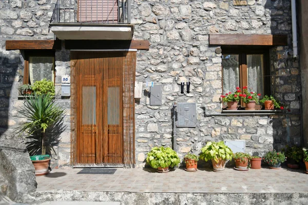 Facade Small House Historic Center Castelsaraceno Old Town Basilicata Region — Stock Photo, Image