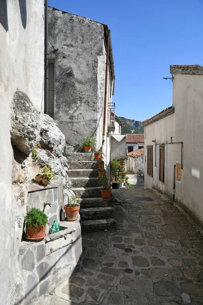 Gata Den Historiska Stadskärnan Castelsaraceno Gammal Stad Basilicata Regionen Italien — Stockfoto