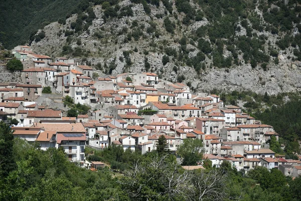 Panorama Von Castelsaraceno Einer Alten Bergstadt Der Provinz Potenza Italien — Stockfoto