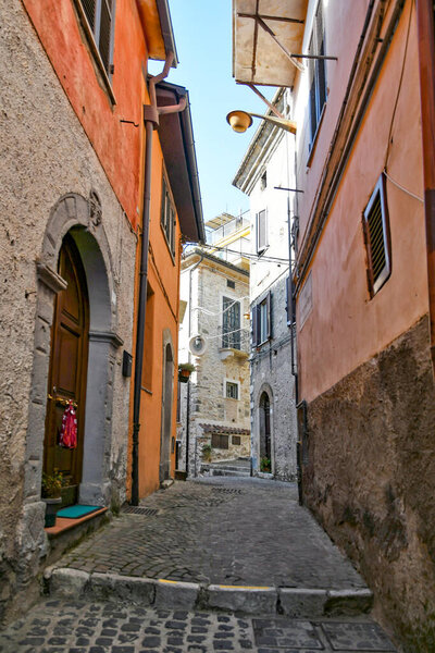 A street in the historic center of Morolo, a medieval town in Frosinone province.
