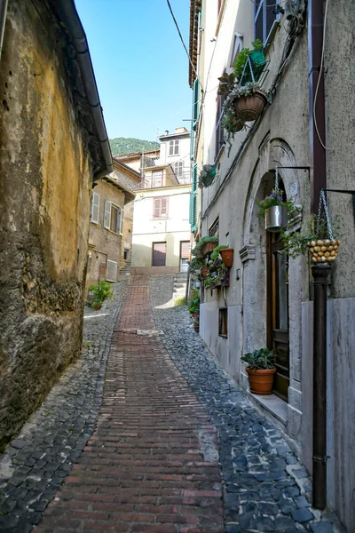 Ulica Zabytkowym Centrum Morolo Średniowieczne Miasto Prowincji Frosinone Włochy — Zdjęcie stockowe