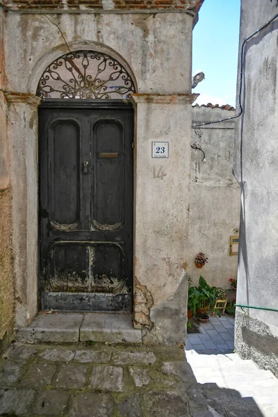 Castelluccio Superiore Italien 2021 Die Eingangstür Einem Charakteristischen Haus Einer — Stockfoto