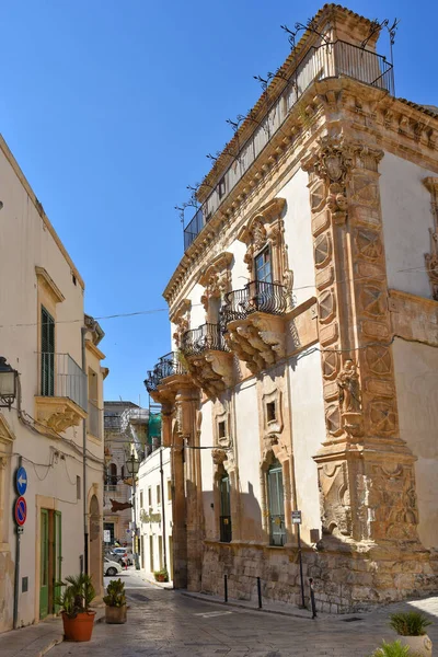 Uma Rua Centro Histórico Scicli Uma Cidade Medieval Região Sicília — Fotografia de Stock