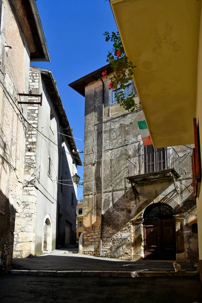 Charakteristická Ulice Sermonetě Středověké Vesnici Regionu Lazio Itálii — Stock fotografie