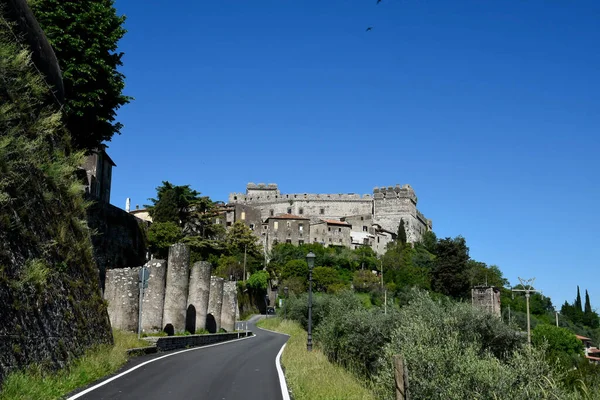 Panorama Von Sermoneta Einer Altstadt Der Region Latium Italien — Stockfoto