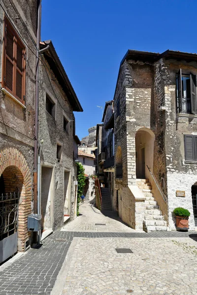 Charakteristická Ulice Sermonetě Středověké Vesnici Regionu Lazio Itálii — Stock fotografie
