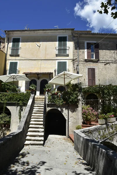 Fachada Uma Antiga Casa San Donato Val Comino Cidade Medieval — Fotografia de Stock