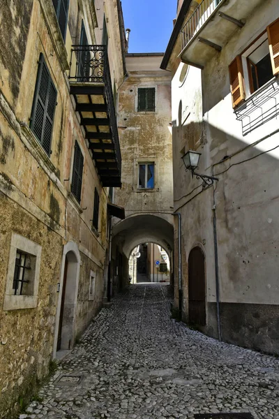 Uma Rua Uma Cidade Medieval San Donato Val Comino Região — Fotografia de Stock