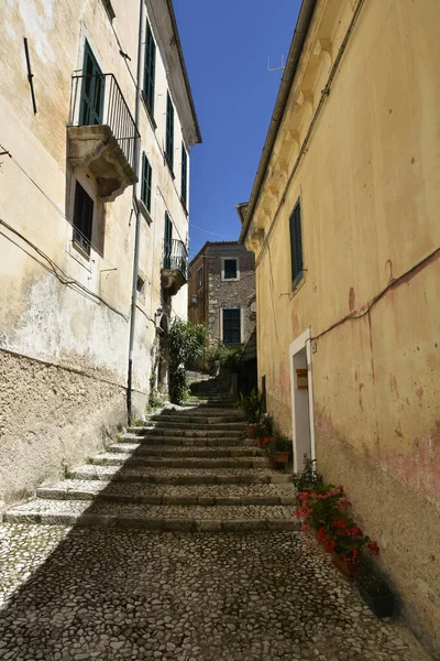 Uma Rua Uma Cidade Medieval San Donato Val Comino Região — Fotografia de Stock