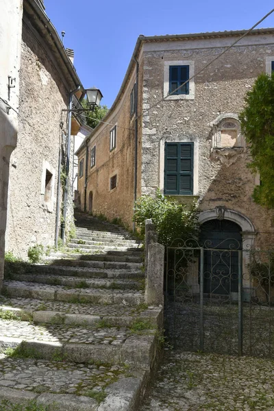 Uma Rua Uma Cidade Medieval San Donato Val Comino Região — Fotografia de Stock