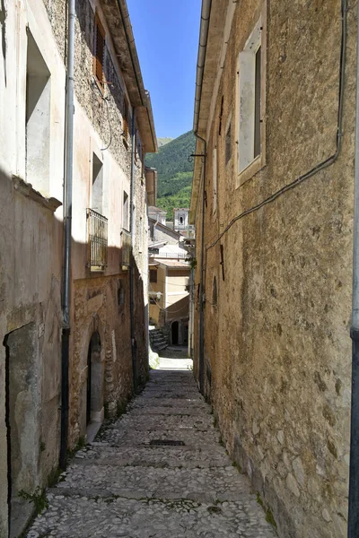 Ulica Średniowiecznego Miasta San Donato Val Comino Regionie Lacjum Włochy — Zdjęcie stockowe