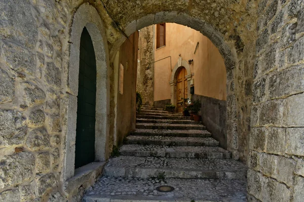 Egy Utca Egy Középkori Város San Donato Val Comino Lazio — Stock Fotó