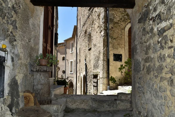 Una Calle Una Ciudad Medieval San Donato Val Comino Región —  Fotos de Stock