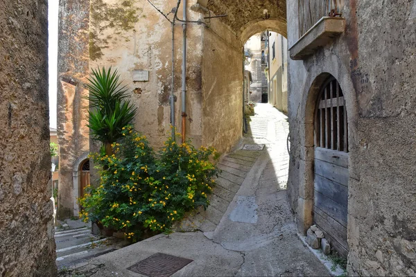 Uma Rua Uma Cidade Medieval San Donato Alvito Região Lácio — Fotografia de Stock