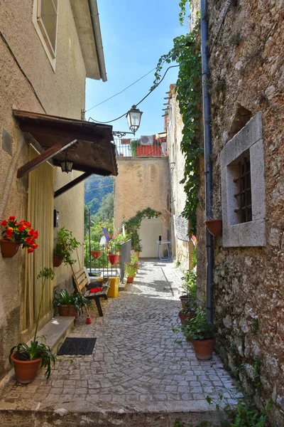 Uma Rua Uma Cidade Medieval San Donato Alvito Região Lácio — Fotografia de Stock
