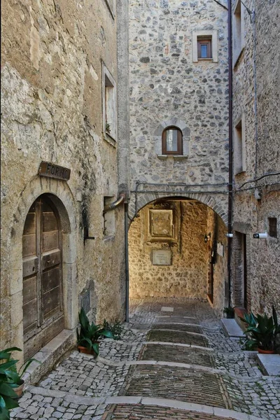 Charakteristická Ulice Castro Dei Volsci Středověké Vesnice Provincii Frosinone Itálii — Stock fotografie