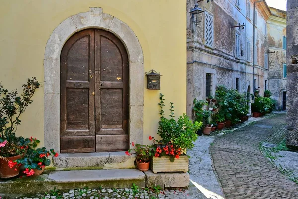 Charakteristická Ulice Castro Dei Volsci Středověké Vesnice Provincii Frosinone Itálii — Stock fotografie