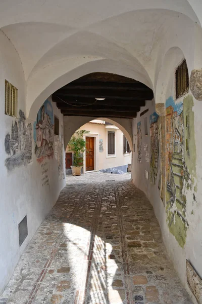 Charakteristická Ulice Monte San Biagio Středověké Vesnice Provincii Lazio Regionu — Stock fotografie