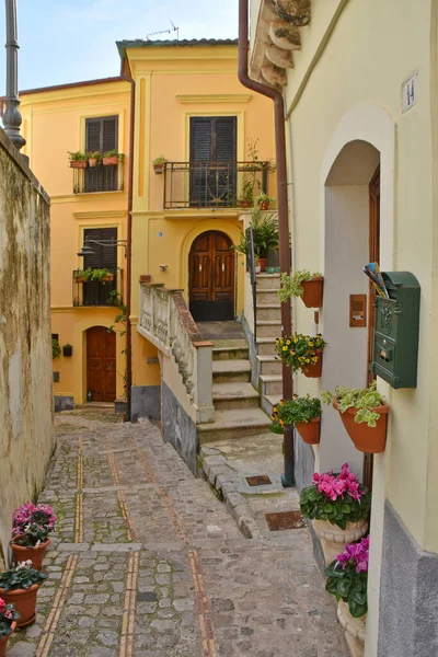 Charakteristická Ulice Monte San Biagio Středověké Vesnice Provincii Lazio Regionu — Stock fotografie