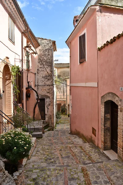 Charakteristická Ulice Monte San Biagio Středověké Vesnice Provincii Lazio Regionu — Stock fotografie