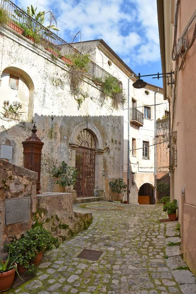 Charakteristická Ulice Monte San Biagio Středověké Vesnice Provincii Lazio Regionu — Stock fotografie