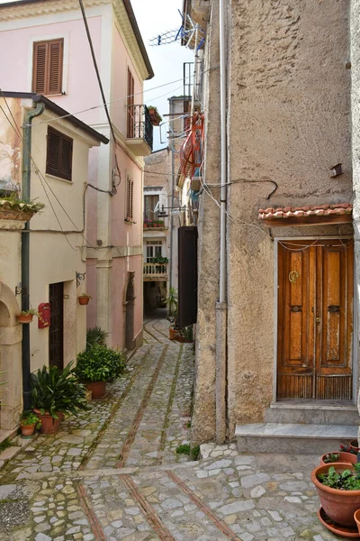 Charakteristická Ulice Monte San Biagio Středověké Vesnice Provincii Lazio Regionu — Stock fotografie