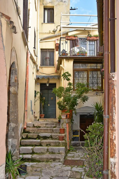 Eine Charakteristische Straße Monte San Biagio Einem Mittelalterlichen Dorf Der — Stockfoto