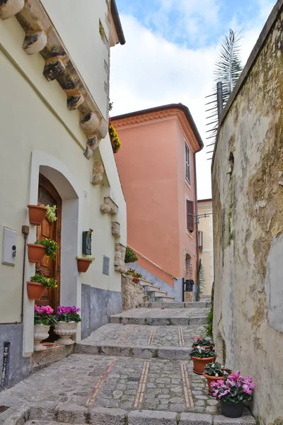 Charakteristická Ulice Monte San Biagio Středověké Vesnice Provincii Lazio Regionu — Stock fotografie