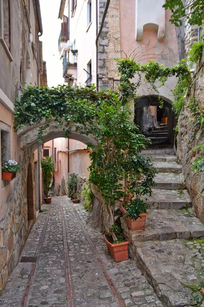 Una Caratteristica Strada Monte San Biagio Borgo Medievale Provincia Lazio — Foto Stock