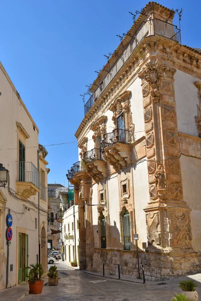 Uma Rua Centro Histórico Scicli Uma Cidade Velha Região Sicília — Fotografia de Stock