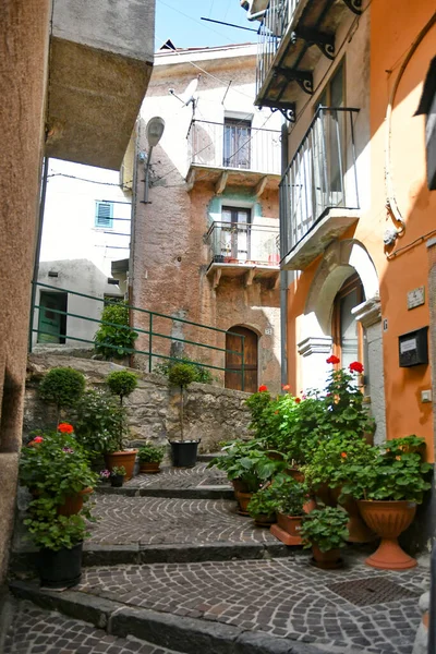 意大利莫利斯地区中世纪城镇隆加诺的一条狭窄街道 — 图库照片