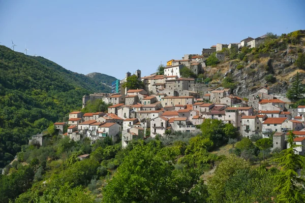 Panorama Von Longano Einer Mittelalterlichen Stadt Der Region Molise Italien — Stockfoto