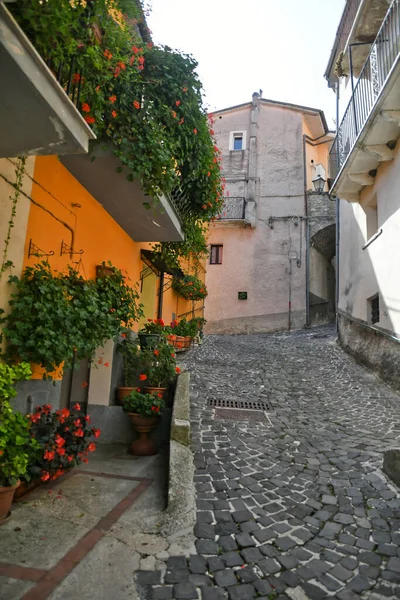 Smal Gata Longano Medeltida Stad Molise Italien — Stockfoto