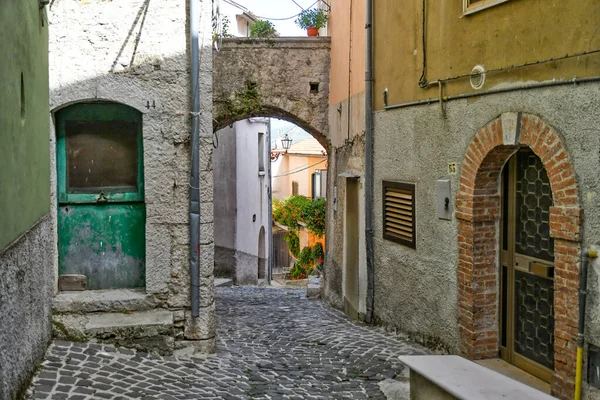 Smal Gata Longano Medeltida Stad Molise Italien — Stockfoto