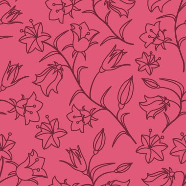 Çan renkleriyle kusursuz bir desen. Kırmızı arka planda koyu kestane rengi bir çizgi. Vektör illüstrasyonu