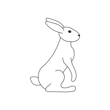 Atlamaya hazırlanan bir tavşanın vektör çizimi. Beyaz arka planda siyah bir taslak. Doodle tarzı