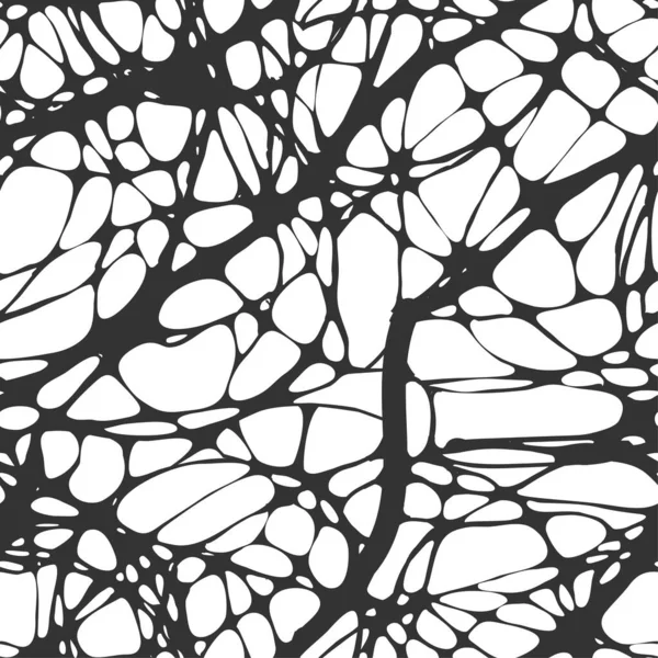 Sömlöst mönster med abstrakta mönster, linjer. Neurografik. Grå liini på en vit bakgrund. Vektorillustration — Stock vektor