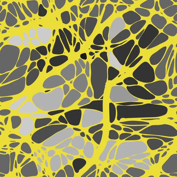 Sömlöst mönster med abstrakta mönster, linjer. Neuro-grafik. Gula linjer på en abstrakt grå bakgrund. Vektorillustration — Stock vektor
