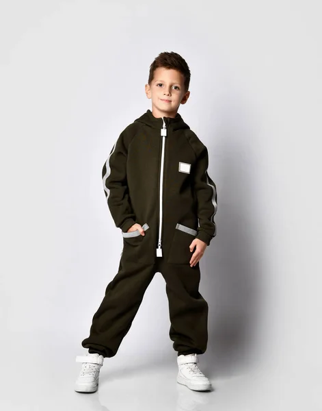 Boy in trendy warm sportive jumpsuit portrait — Stock Photo, Image
