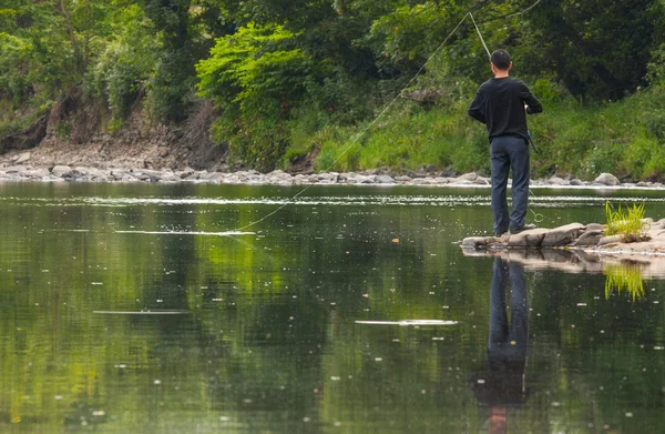 River fishing reflection — Stock Photo, Image