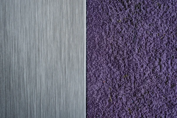 Brushed metal and soft purple fabric — Stock Photo, Image