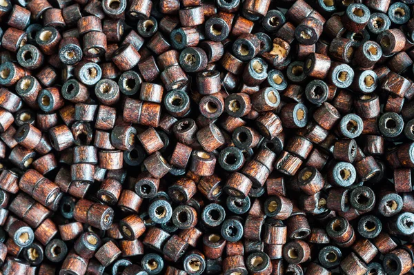 Small brown wooden beads — Stock Photo, Image
