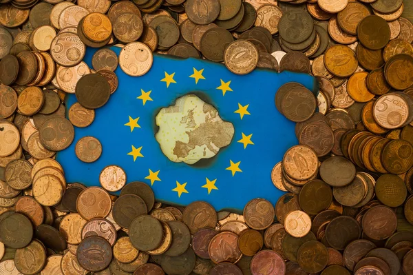 Avrupa bayrak euro para yanmış Telifsiz Stok Imajlar