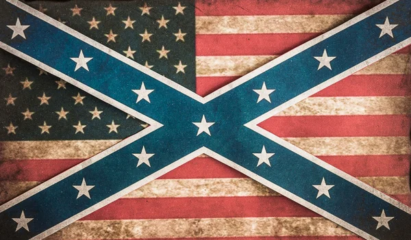 Flaggenkonzept von Konföderierten und Vereinigten Staaten lizenzfreie Stockfotos