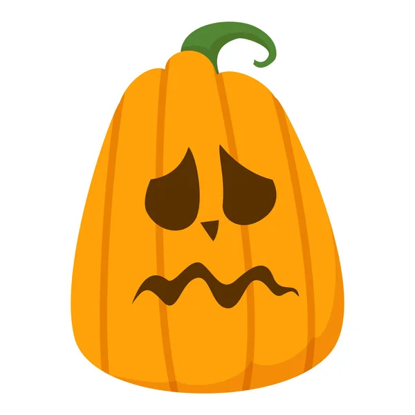 Sad Halloween Pumpkin Vector Isolated Funny Holiday Element Face Carved — Stock Vector