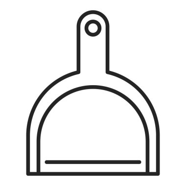 Kepçe çizgisi simgesi. Temizlik aracının vektör izole sembolü. Ev aletleri, temizlik. Plastik kepçenin ana hatları..