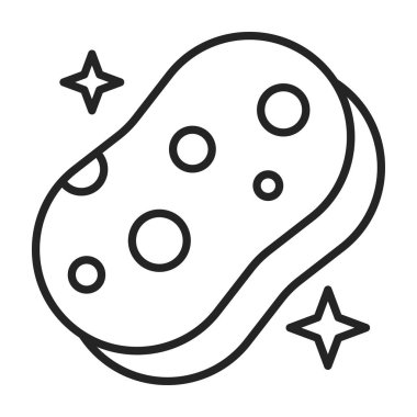 Sünger çizgisi simgesi. Temizlik malzemelerinin vektör izole sembolü. Yıkama aleti, alet temizleyicisi. Süngerin ana simgesi.