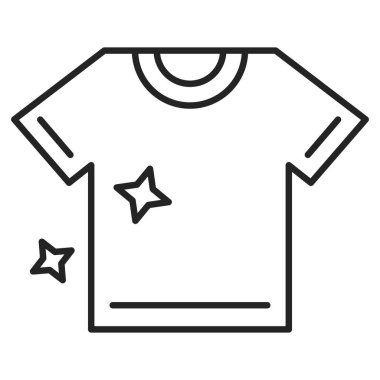 Simge vektörünü temizledikten sonra temiz tişört. Giysilerin sembolü, basit şekilli. Çizgili tişört.