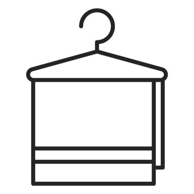 Askı vektöründeki havlunun simgesi izole edildi. Giysi ve aksesuar işareti..