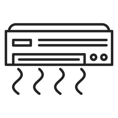 Klima ikonu vektörü izole edildi. Isı kontrolü için elektrikli bir alet. Evin havalandırma sistemi.